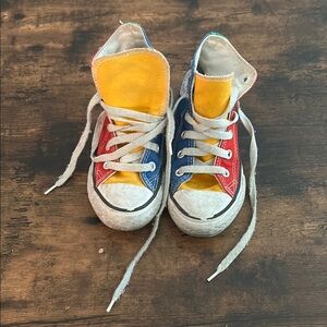 Kids Converse Red and Blue Canvas High-Top Sneakers